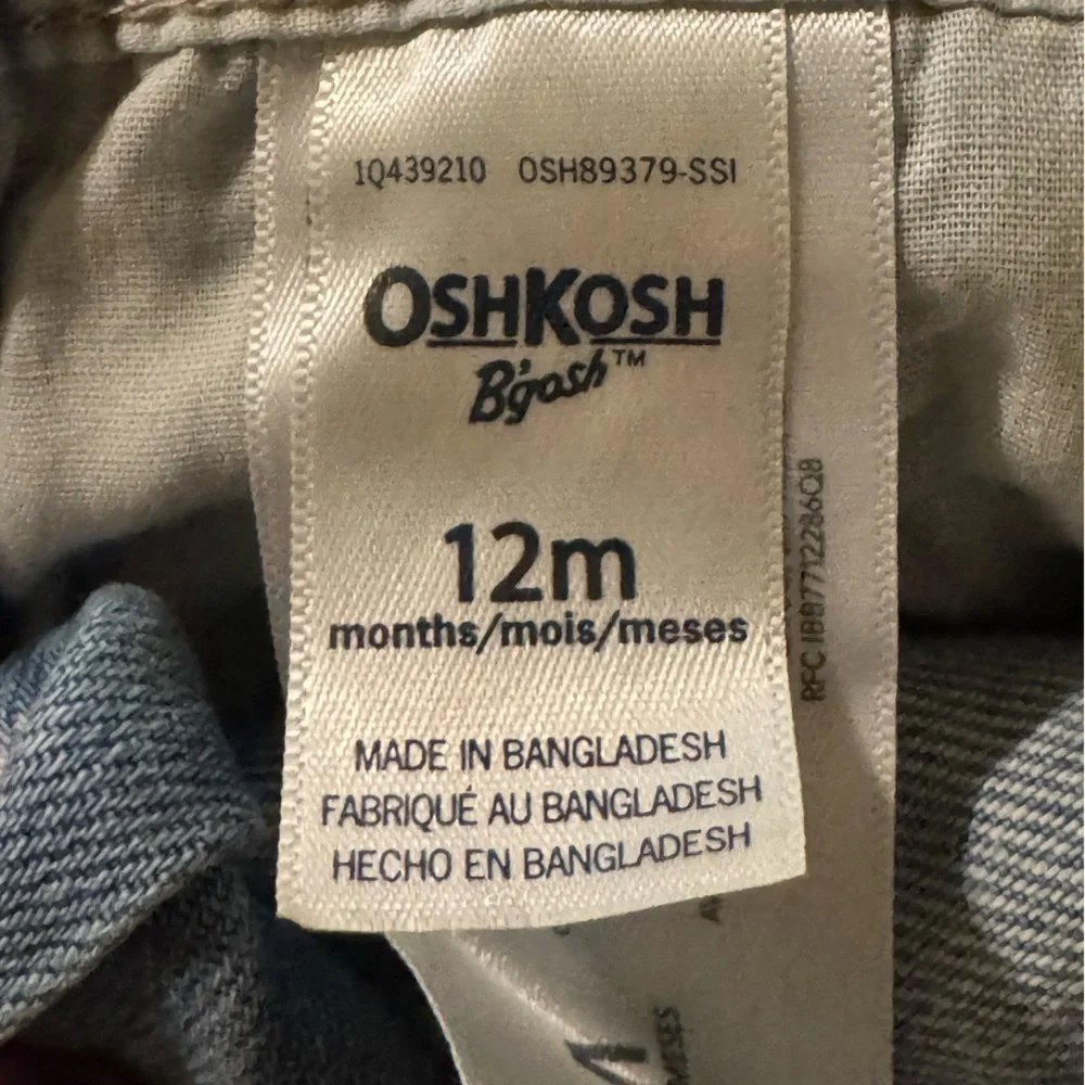 OshKosh B’gosh Heart Print Denim Overalls 12M Toddler Girls Classic